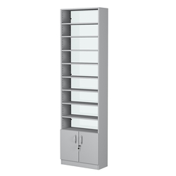 Стеллаж из ДСП с 8-ю полками 250x600 мм серии LEVEL-8 №4-1 (З/C - СТЕКЛО), Серый