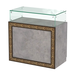 Стеклянный прямоугольный прилавок с декором №СПБА-14, Бетон Чикаго светло-серый F186 ST9