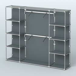 Торговая система ХРОМ (задняя стенка - ДСП) 2430 мм с полками ДСП и поручнями №7, Темно-Серый