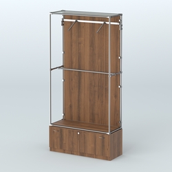 Торговая система ХРОМ (задняя стенка - ДСП) 1200 мм №4-1 с тумбой Т-11 и поручнями, Орех