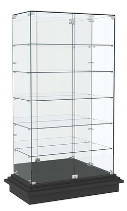 Витрина с прозрачными дверками и зеркалом ЗИККУРАТ №507, Черный