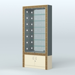 Витрина с декором и зеркальной задней стенкой №ВБА-32С, Темно-серый и Крем Вайс U2601-U2236