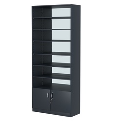 Стеллаж из ДСП с 6-ю полками 400x900 мм серии LEVEL-6 №14-2 (З/C - ЗЕРКАЛО), Антрацит