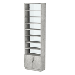 Стеллаж из ДСП с 8-ю полками 300x600 мм серии LEVEL-8 №5-1 (З/C - СТЕКЛО), Метрополитан Грей