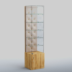 Высокая стеклянная витрина КАПИТОНЕ №506, Дуб Золотистый + 01 Cream