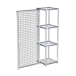 Хромированное вешало ЯЧЕЙКА №1-4 с зеркальными полками 4мм, Ясень Анкор светлый