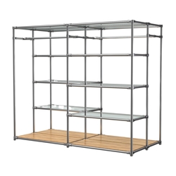 Хромированное вешало ПЛАТФОРМА №2-1 с полками стекло 6мм, Дуб Золотистый