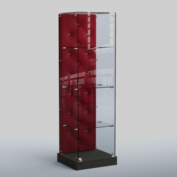 Низкая стеклянная витрина КАПИТОНЕ №1-ХП, Черный + 07 Dk. Red Велюр