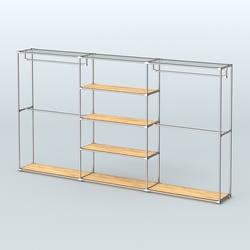 Торговая система ХРОМ без ДСП 3600 мм с полками ДСП и поручнями №2, Дуб Золотистый