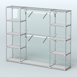 Торговая система ХРОМ (задняя стенка - стекло) 2430 мм с полками ДСП и поручнями №7, Серый