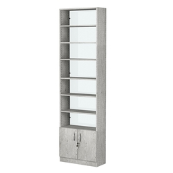 Стеллаж из ДСП с 6-ю полками 250x600 мм серии LEVEL-6 №4-1 (З/C - СТЕКЛО), Метрополитан Грей