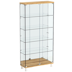 Витрина РОНДО №3-2 на ножках (задняя стенка зеркало), Дуб Золотистый