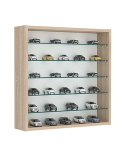 Витрина настенная №1-5Г открытая с пятью прозрачными полками, Дуб сонома