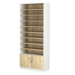 Стеллаж из ДСП с 8-ю полками 400x900 мм серии LEVEL-8 №14 (З/C - ДВП), Белый + Дуб Сонома