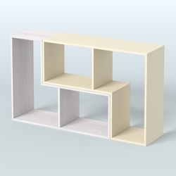 Торговый стеллаж Лофт №1 малый двухмодульный, Ясень Анкор светлый и Крем Вайс