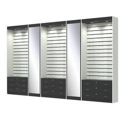 Комплект витрин под очки №11+1+11+1+11 (открытый доступ), Черный и Белый