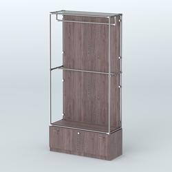 Торговая система ХРОМ (задняя стенка - ДСП) 1200 мм №1-1 с тумбой Т-11 и поручнями, Ясень Анкор темный