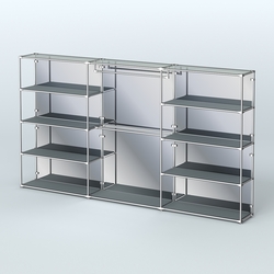 Торговая система ХРОМ (задняя стенка - зеркало) 3600 мм с полками ДСП и поручнями №1, Темно-Серый