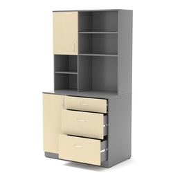 Офисная мини-кухня ВЕКТОР №5, Темно-серый и Крем Вайс U2601-U2236