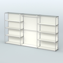 Торговая система ХРОМ (задняя стенка - ДСП) 3600 мм с полками ДСП и поручнями №1, Белый