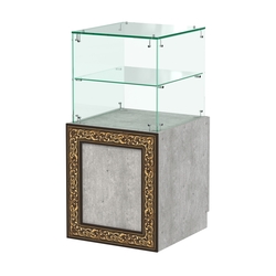 Стеклянный квадратный прилавок с декором №СПБА-10, Метрополитан Грей