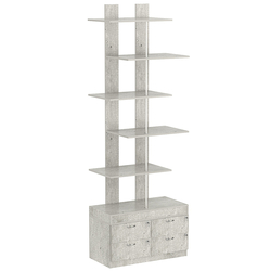 Стеллаж серии КУБ №5 с четырьмя полками и узкими ящиками, Метрополитан Грей