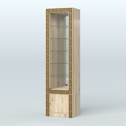 Витрина с декором и верхней подсветкой №ВБА-504, Дуб сонома