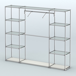 Торговая система ХРОМ без ДСП 2430 мм с прозрачными полками и поручнями №11, Белый