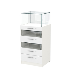 Прилавок ювелирный "Диаманд" №3-600 пристенный, ЛДСП белый + МДФ белый