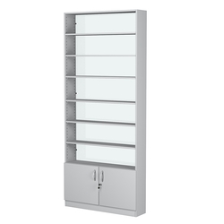 Стеллаж из ДСП с 6-ю полками 200x900 мм серии LEVEL-6 №10-1 (З/C - СТЕКЛО), Серый