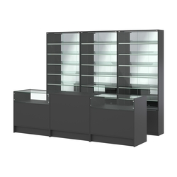 Комплект витрин с наклонными полками SL-6 №12-2 и прилавков ЭК-2, Черный