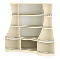 Угловой низкий стеллаж ГАРАНТ №1-О с ограничителями, Крем Вайс + Белый