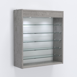 Витрина настенная №201-7Г открытая с пятью полками и верхним светом, Бетон Чикаго светло-серый F186 ST9