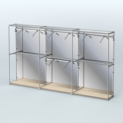 Торговая система ХРОМ (задняя стенка - зеркало) 3600 мм с поручнями №6, Дуб Сонома