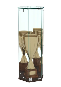 Витрина Истра настольная шестигранная №11 (без полок, задние стенки зеркальные), Дуб Венге