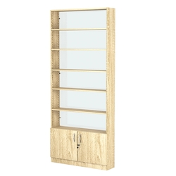 Стеллаж из ДСП с 5-ю полками 200x900 мм серии LEVEL-5 №10-1 (З/C - СТЕКЛО), Дуб Сонома