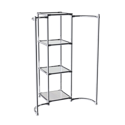 Хромированное вешало ВОЛНА №2-4 с зеркальными полками 4мм, Ясень Анкор светлый - U31104