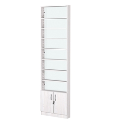 Стеллаж из ДСП с 8-ю полками 100x600 мм серии LEVEL-8 №1-1 (З/C - СТЕКЛО), Ясень Анкор светлый