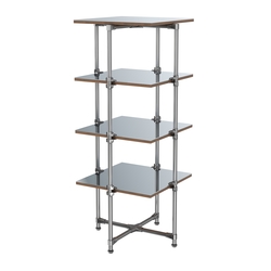 Хромированный стенд Прогресс №2-5 (с полками Зеркало 4мм), Орех