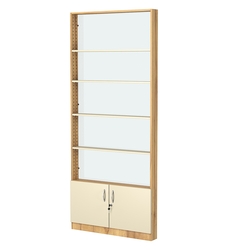 Стеллаж из ДСП с 4-мя полками 100x900 мм серии LEVEL-4 №8-1 (З/C - СТЕКЛО), Дуб Золотистый и Крем Вайс