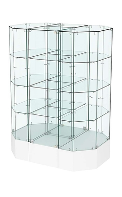 Стеклянная островная низкая прозрачная витрина серии Истра №809-О-450, Белый