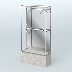 Торговая система ХРОМ (задняя стенка - зеркало) 1200 мм №3-4 с тумбой Т-21 и поручнями, Метрополитан Грей