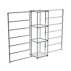 Хромированное вешало ГОРИЗОНТ №2-1 с полками стекло 6мм, Белый