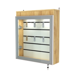 Витрина настенная №1-2Б с эконом панелью и фризом серии Collecto, Дуб Золотистый