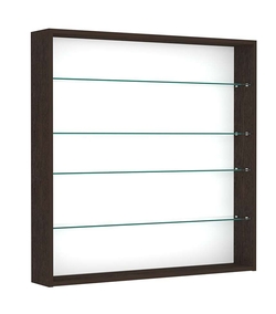 Витрина настенная №4-1Г открытая с прозрачными полками, Дуб Венге