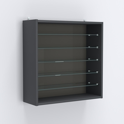 Витрина настенная №201-5Г открытая с пятью прозрачными полками, Антрацит