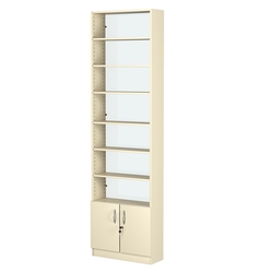 Стеллаж из ДСП с 6-ю полками 200x600 мм серии LEVEL-6 №3-1 (З/C - СТЕКЛО), Крем Вайс