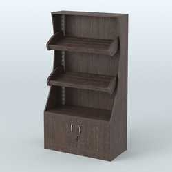 Стеллаж низкий пристенный с деревянными полками для хлебной лавки ХЛ-2, Дуб Венге