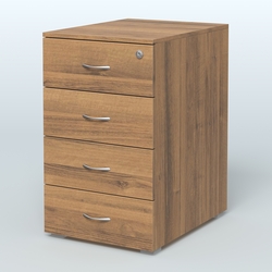 Тумба приставная для компактных столов 4 ящика с замком Тарли, Орех