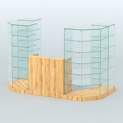 Торговый стеклянный павильон Абсолют №8 (открытый) (3 кв.м), Дуб Золотистый